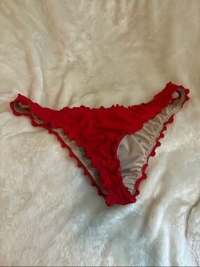 Red Ruffled Bikini Bottoms Cheeky